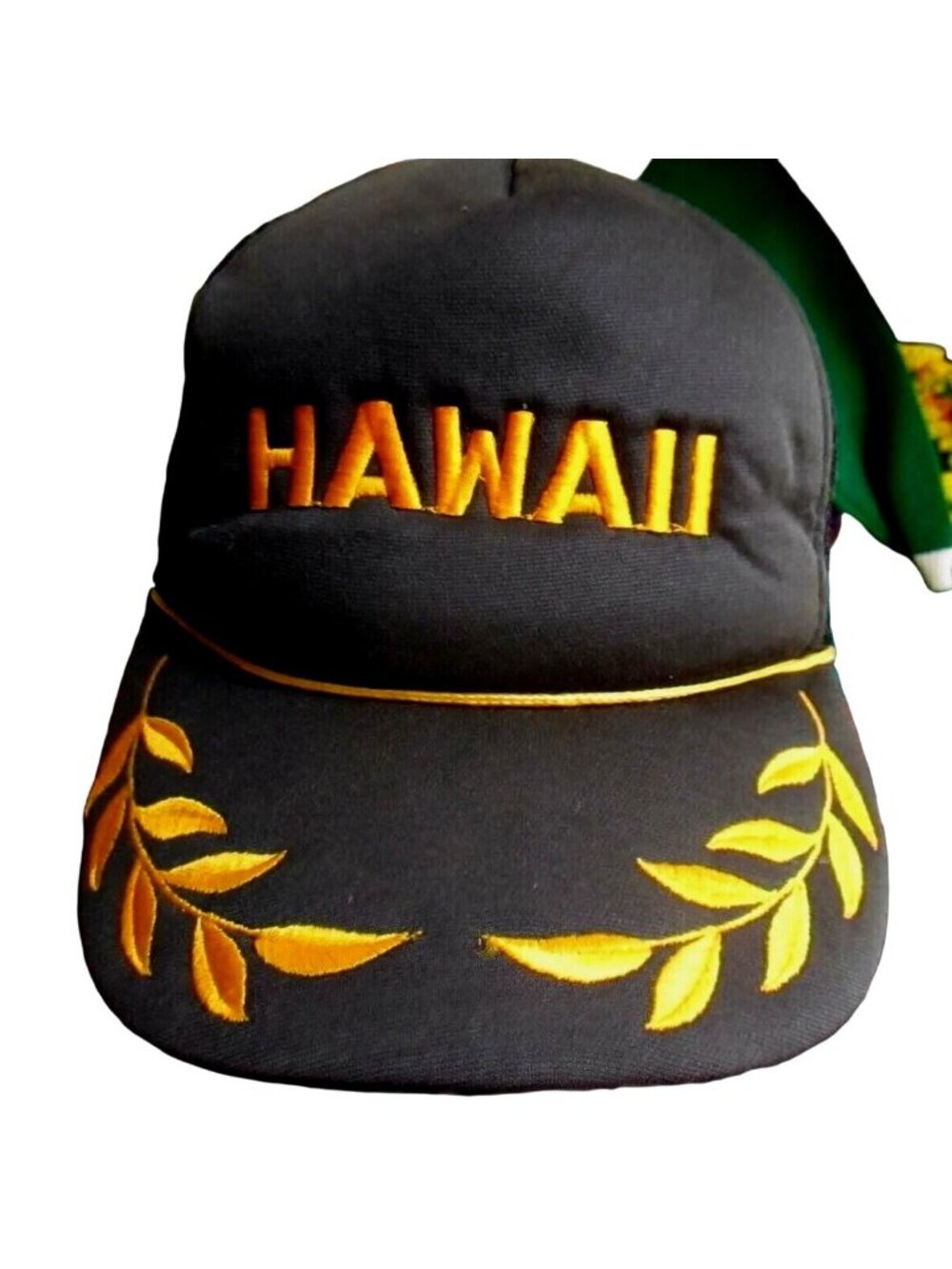 Vintage Hawaii Snapback Hat Cap Mesh Trucker Black Embroidered NWD NOS New